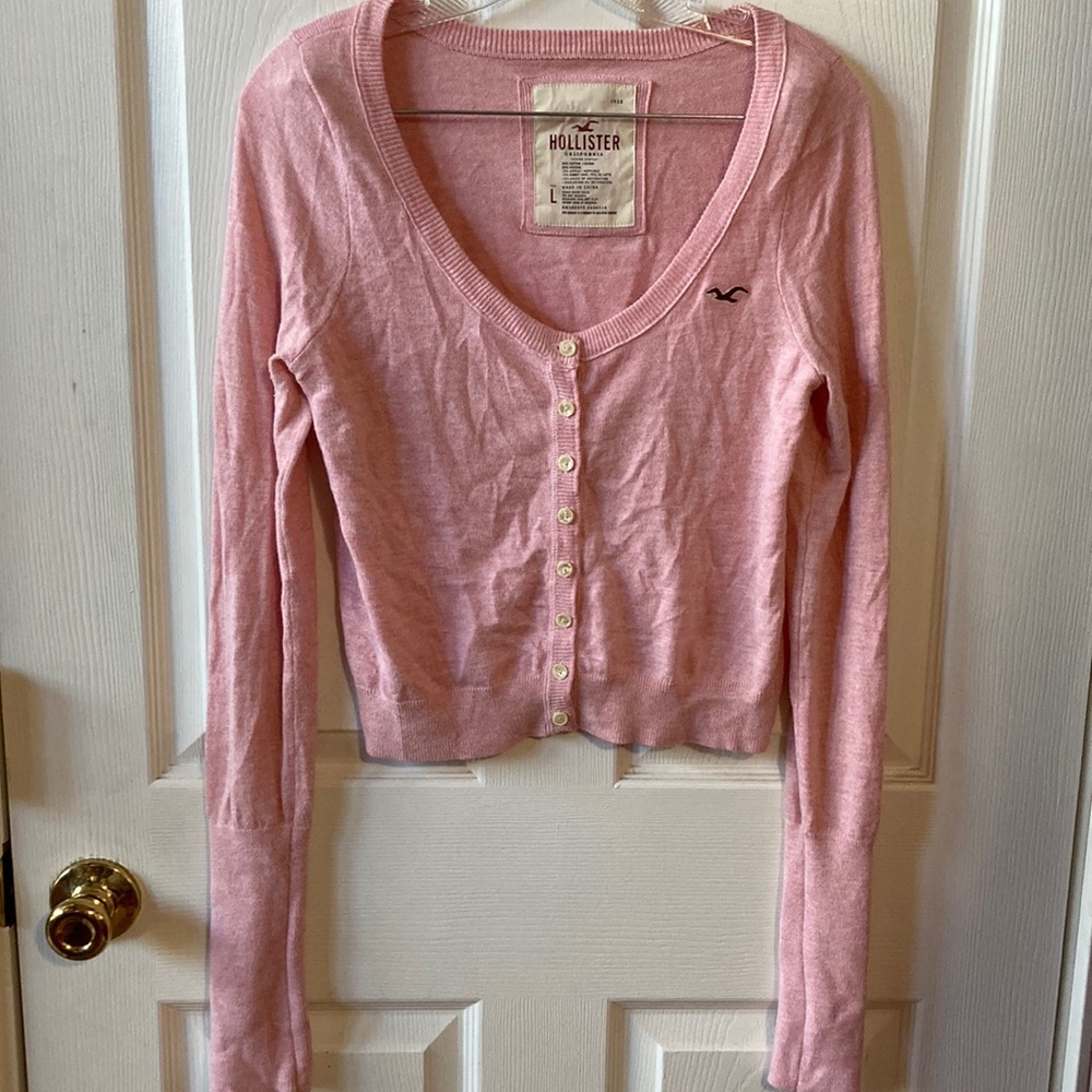 Hollister Pink Button Cardigan L